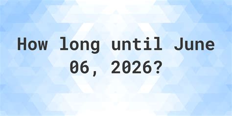 Just enter the date, and click the "Calculate" button and you'll see how many more days are left until June 11, 2023 or another date. . How many days until june 6